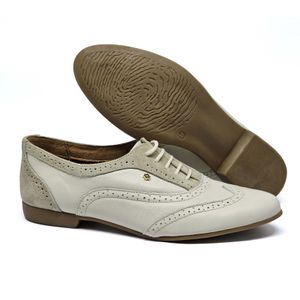 Sapato Troian Couro Marfim Off White - TRO1118