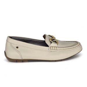 Mocassim Lady Couro Off White - LAD1053