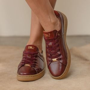 Tenis Sara Couro Merlot Camurca Bordo - SAR002