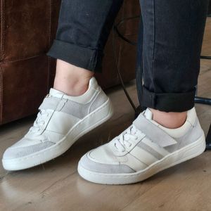 Tenis Sara Couro Alvejada Gelo - SAR001