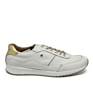 Tenis Tie Couro Roma Gelo Metal Ouro - TIE23