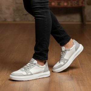 Sapatenis Manhattan Couro Cinza Roma Gelo - MHN001