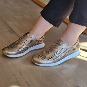 Tênis Tie Couro Metal Prata Velha - TIE30