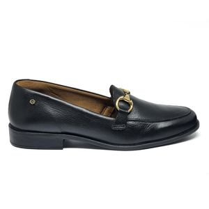 Mocassim Luna Couro Preto Lustro - LUN1007