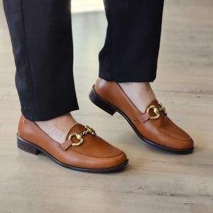 Mocassim Luna Couro Tan Lustro - LUN1007