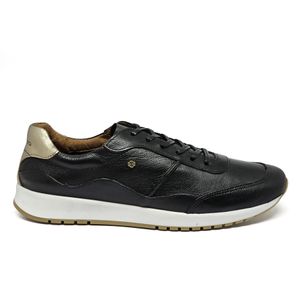 Tenis Tie Couro Preto Metal Prata Velha Lustro - TIE23