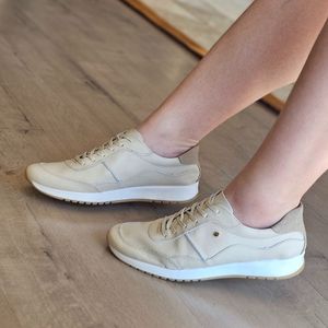 Tenis Tie Couro Off White Camurca Marfim - TIE23