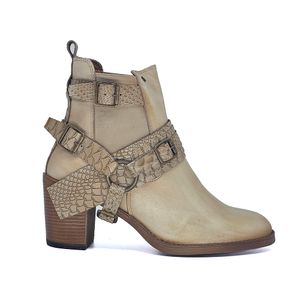 ELO007V BOTA TIRAS FIVELA ELOAH - COURO CFT OFF/ANC OFF VINTAGE AMENDOA